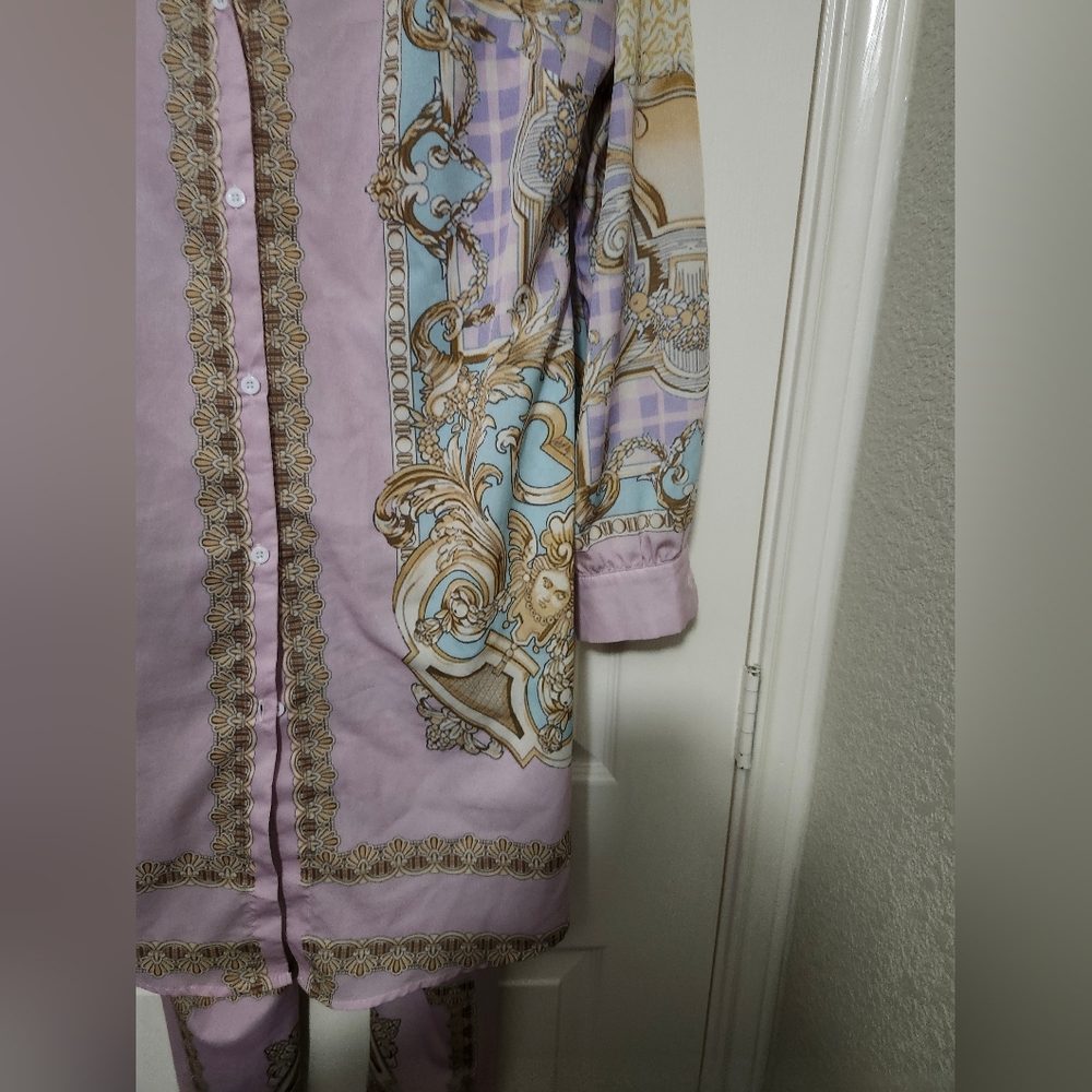 Chic Pastel Patterned Italy Button Down Short And… - image 6